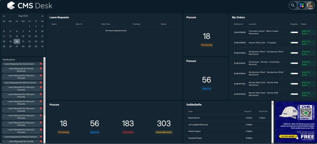 CMS batch invoice dashboard