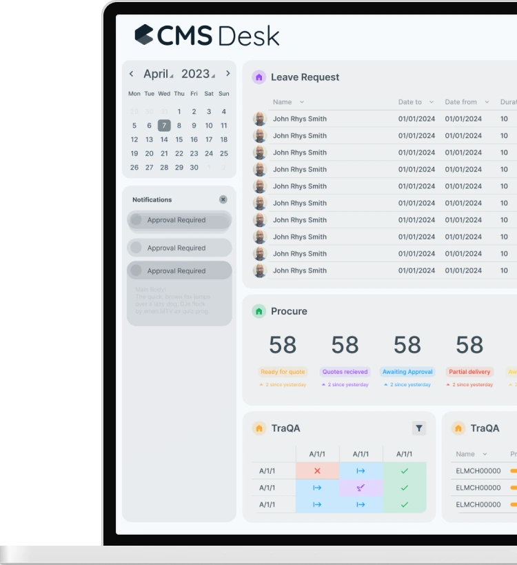 CMS Desk Dashboard
